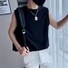 Verano 2024 nuevo chaleco para niños color liso holgado sin mangas camiseta de manga corta