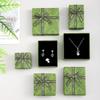 Caja de Joyería Clásica Estampada, Caja de Relojes Antigua, Joyería Retro Verde Aretes, Anillos, Caja de Joyería Tapa Cielo y Tierra