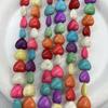 Cuentas sueltas de corazón de melocotón turquesa, pino azul, palomitas de maíz coloridas, amor, pulsera, collar, accesorios de joyería semiacabados
