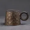 Conjunto de Xícara e Pires para Café Torneado em Forno, Xícara Criativa de Cerâmica para Latte Art, Caneca Retrô de Grés, Copo de Água, Xícara com Alça de Gancho