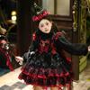 Vestido de Princesa para Niñas de Halloween Vestido Gótico Lolita Vampiro Ropa de Bruja para Actuación Infantil