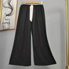 Pantalones de pijama de algodón y seda para mujer, estilo fino de verano, talla grande, pantalones de pierna ancha de cintura alta, adecuados para usar en exteriores, pantalones de playa de seda de algodón artificial, pantalones para casa