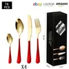 Cubiertos de Acero Inoxidable Transfronterizo de Amazon Cuchillo y Tenedor 1010 Cuchillo, Tenedor y Cuchara de Estilo Occidental Juego de 24 Piezas Cuchillo y Tenedor para Carne Caja de Regalo