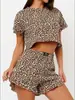 Europeu e Americano Primavera e Verão Novo Cruzamento de Fronteira Estação Independente Lista Quente Shorts Estampados Manga Curta Usável Roupas de Casa Pijama Feminino