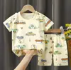 2025 Camiseta de Manga Corta para Niños Estilo Coreano para Bebés Ropa para Niños Estilo Verano Niños y Niñas Mangas Cortas Pantalones Cortos Conjunto de Dos Piezas Dropshipping