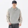Suéter de punto con capucha para hombre, nuevo estilo primavera/otoño/invierno, jersey sin mangas, estilo retro japonés "old money", corte holgado