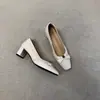 Versão em Pele de Ovelha~Mocassim com Laço, Boca Rasa, Couro Genuíno, Salto Alto para Mulheres, Estilo Britânico, Camélia, Sapatos de Couro para o Dia a Dia