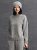 Nueva camisa básica versátil y elegante de cachemir puro para otoño e invierno, de corte holgado y ajustado, con cuello semi-alto, para usar en capas con suéteres y prendas de punto.