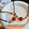 Collar con colgante de cinabrio natural. Este collar de un año de vida protege el cuerpo. Cadena de suéter de transferencia. Regalo.