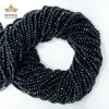 Cuentas sueltas de cristal natural tallado afilado, cuentas de cristal afilado negro, para pulseras, collares, fabricantes, en stock, productos semiacabados