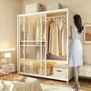 Armario de metal con puerta corredera simple, mueble de almacenamiento para dormitorio en casa y apartamento de alquiler, armario de almacenamiento a prueba de polvo de pie