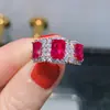 23023 nuevo popular europeo y americano anillo rojo anti-falsificación anillo incrustado mujer