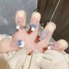 Fuente del Fabricante Cuadrícula Azul Corazón de Mariposa Arte de Uñas Uñas Postizas Parches para Uñas Falsas Producto Terminado Venta al por Mayor Patrón de Cuadros