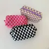 Bolsa de Cosméticos Cuadros de Lana Transfronteriza Gran Capacidad Bolsa de Almacenamiento de Punto Cuadriculado Bolsa de Tocador Plegable Portátil Venta al por Mayor