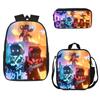 Fabricante Venta al por Mayor Bolsa para Estudiantes Niños Portátil Mochila Escolar Juego de Tres Piezas Nylon Estampado Mochila Mochila Envío Directo