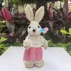 [conejo de paja de 25 cm] Adornos artesanales decorativos de Pascua decoración retro para el hogar estilo pastoral