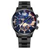 Reloj de Cuarzo para Hombre con Calendario de Banda de Acero de Venta Caliente Transfronterizo, Reloj de Cuarzo con Agujas Luminosas Deportivas, Reloj para Hombre