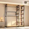 Arara de Roupas, Arara de Chão para Quarto, Arara Integrada para Closet Aberto, Unidade de Prateleira de Metal, Pode Ser Combinada com um Guarda-Roupa
