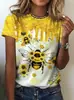 Camiseta de Mujer con Estampado Digital de Animales de Amazon Transfronterizo Verano Cuello Redondo Manga Corta Camiseta de Dibujos Animados Top Dropshipping