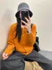 Suéter Cardigan Jacket de Punto Naranja de Alta Gama para Mujer 2025 Nuevo Estilo Ropa de Principios de Otoño Top
