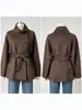 Moca de Invierno Nuevo Diseño Abrigo de Lana Cachemira Otoño Invierno Estilo Coreano Abrigo de Lana Doble Cara Mujer