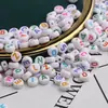 DIY Cuentas para Niños de Educación Temprana Cuentas Sueltas Acrílicas Letras Inglesas Cuentas Planas Llavero Accesorios de Joyería Tejido de Pulseras