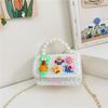 Bolso infantil de dibujos animados lindo, bolso cuadrado pequeño cruzado con cadena de moda, estilo occidental, color contrastante, bolso de hombro portátil para niñas, venta al por mayor
