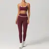 Conjunto de yoga escovado justo estilo europeu e americano para mulheres, top fitness de secagem rápida, shorts para corrida ao ar livre, colete esportivo