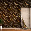 Pegatinas de pared autoadhesivas IXPE transfronterizas, fondo negro con patrón de mármol con hilo dorado, acabado brillante, venta al por mayor de rollos de revestimiento de pared