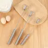 Batidor Giratorio Semiautomático de Acero Inoxidable Batidor de Huevos Presión Manual Batidor Giratorio Herramienta para Hornear