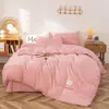 Acogedor juego de ropa de cama estilo nórdico para el dormitorio, incluye funda de edredón, sábana bajera, funda de almohada, juego completo de cuatro piezas
