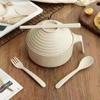 Tazón para Fideos Instantáneos de Dormitorio Estudiantil estilo Japonés con Tapa Vajilla de Paja de Trigo Hogar Tazón Grande para Fideos Instantáneos con Tapa traje