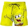 Shorts Bob Esponja estampa digital 3D shorts de verão calça de praia unissex casual e-commerce transfronteiriço 202626