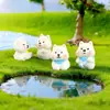Lindo Perrito Blanco Musgo Micro Paisaje Creativo Dibujo Animado Cachorro Decoración Accesorios Mini Coche Adornos de Escritorio