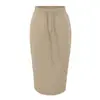 CL26218-26 Otoño Ajustada Elástica Cordón Espalda Abertura Sexy Pura Deseo Ceñida a la Cadera Ceñida a la Cadera Falda Femenina Falda con Abertura