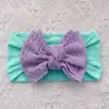 Novo Estilo Europeu e Americano Acessórios de Cabelo Macios de Nylon para Bebê Lenço de Cabeça Largo com Laço Colorido de Doce para Crianças Faixa de Cabeça para Bebê de Quatro Estações