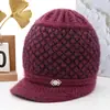 Gorro de invierno para mujeres de mediana edad y mayores, estilo abuela, de piel de conejo y forro polar, gorro de punto engrosado y cálido para personas mayores