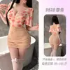 Sedução Noturna Lingerie Sexy Transparente Decote Profundo Floral Rosa Vestido Bodycon Transparente Uniforme Puro Desejo 9628