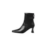 Botas elásticas de PU estilo coreano, botas de caimento justo para mulheres, nova coleção outono/inverno, bico quadrado, zíper traseiro, botins de salto alto, botinhas elásticas para mulheres