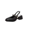 Sandalias cerradas de tacón alto negras estilo francés para mujer, nuevo modelo de primavera 2026, zapatos Mary Jane de cuero con tacón grueso