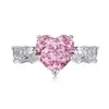 Más Vendido en Stock: Anillo de Plata de Ley S925 con Forma de Corazón para Mujer, Diamante de Alto Carbono de Alta Calidad, Anillo Rosa Súper Brillante con Forma de Corazón para Mujer 925