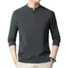 Camiseta de Terciopelo Alemán para Hombre de Otoño con Cuello Alto de Color Sólido, Casual de Negocios para Papás de Mediana Edad, Versátil Sudadera de Manga Larga Capa Base