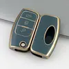Adecuado para Cubierta de Llave Ford Ecosport, Ford Focus, Fiesta, Kuga, Edge y Otros Modelos con Hebilla de Concha Borde Dorado