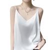 Primavera y Verano Camisola de Satén con Cuello en V de Ácido Acético Puro Top Holgado Elegante para Mujer Traje de Color Sólido Chaleco Interior