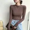 Camiseta base de manga larga para mujer, con forro polar, engrosada, cuello semialto, para otoño e invierno, de alta gama, corte ajustado, color blanco cepillado