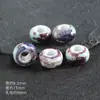 Contas Cerâmicas Vintage com Furo Grande, Contas Espaçadoras Planas com Esmalte Floral, Materiais para Colar Pulseira de Joias DIY Feitas à Mão, Contas Soltas