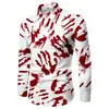 Camisa de Manga Longa Casual Masculina Solta Respirável Série Halloween 3D Impressa com Moldura de Caveira Europeia e Americana Transfronteiriça