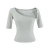 Camiseta rosa asimétrica de una manga corta para mujer, top de verano ajustado que marca la cintura, estilo puro y seductor, top corto