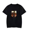 Camiseta de algodão de manga curta estampada com desenho animado Attack on Titan para homens e mulheres