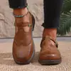 Zapatos Mary Jane de Estilo Retro Lavados en Color para Primavera y Otoño, Zapatos con Tira en T, Zapatos de Suela Gruesa Individuales, Ligeros y Cómodos